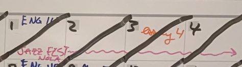 Calendar depicting May 1-4 with the notation 